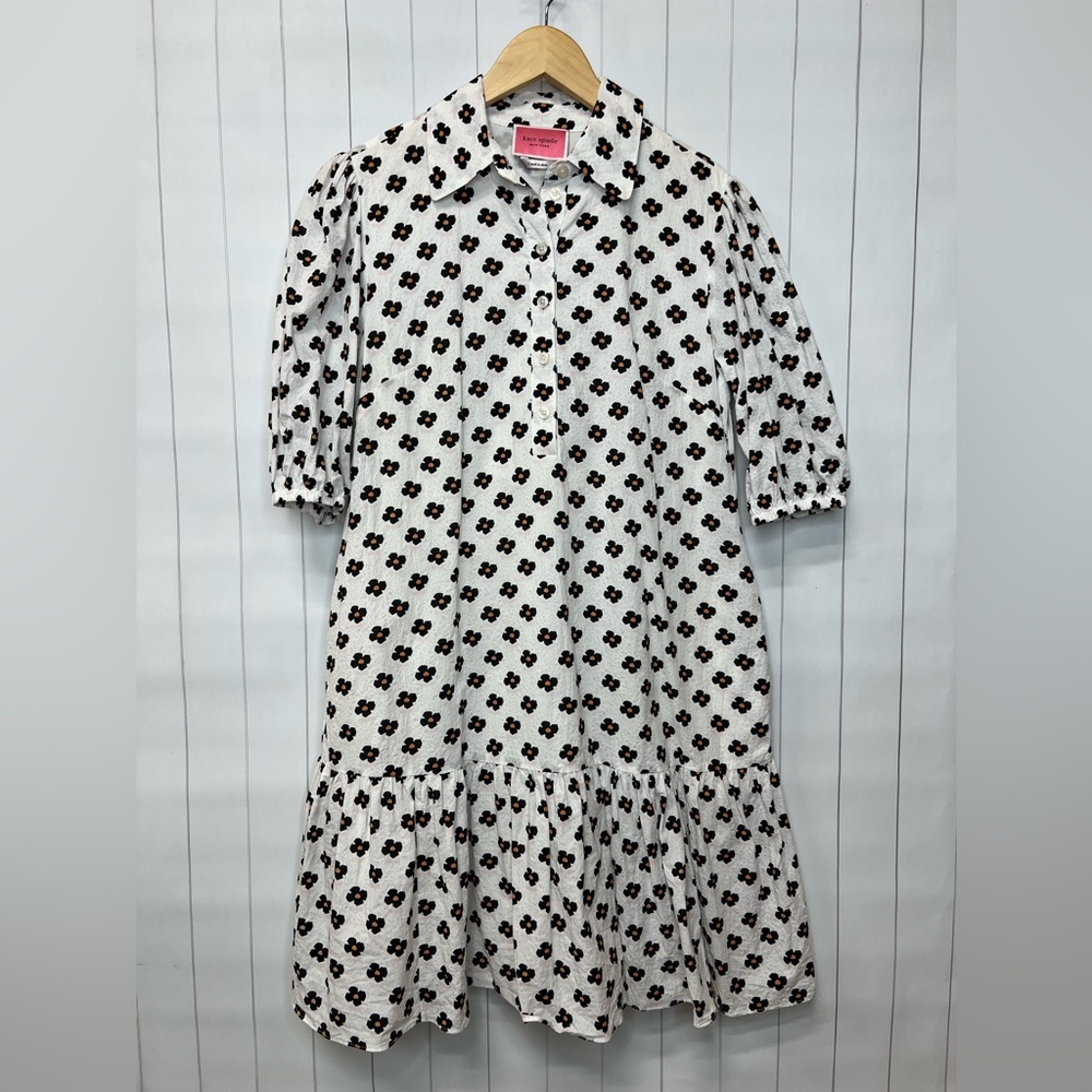 kate spade White Midi Dress with Black Floral Print